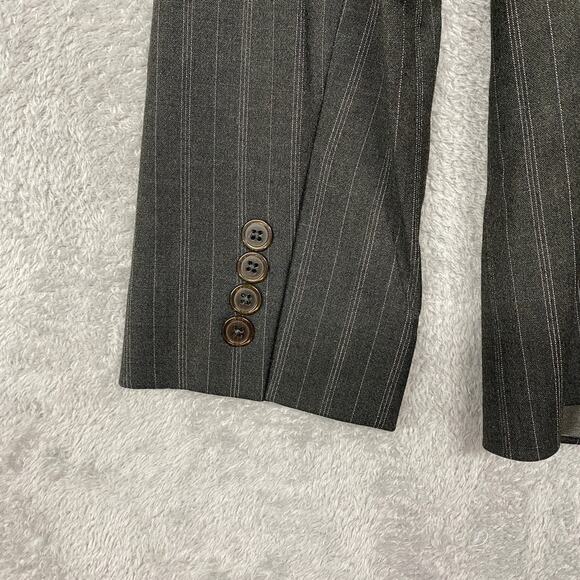 Linda Allard Ellen Tracy Jacket Womens 8 Blazer Gray Pinstripe Wool Button Up - Picture 8 of 10